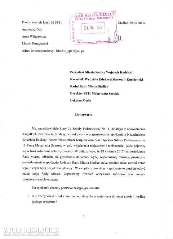 Rodzice wnioskują o wyjaśnienia