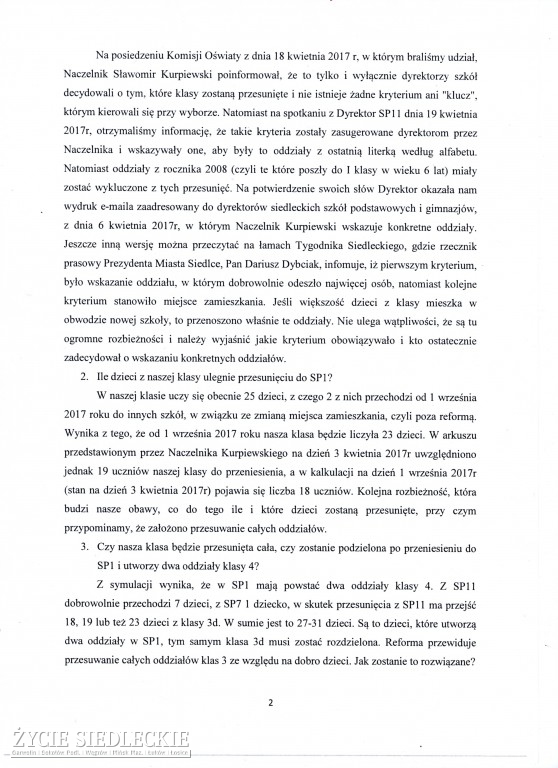 Rodzice wnioskują o wyjaśnienia