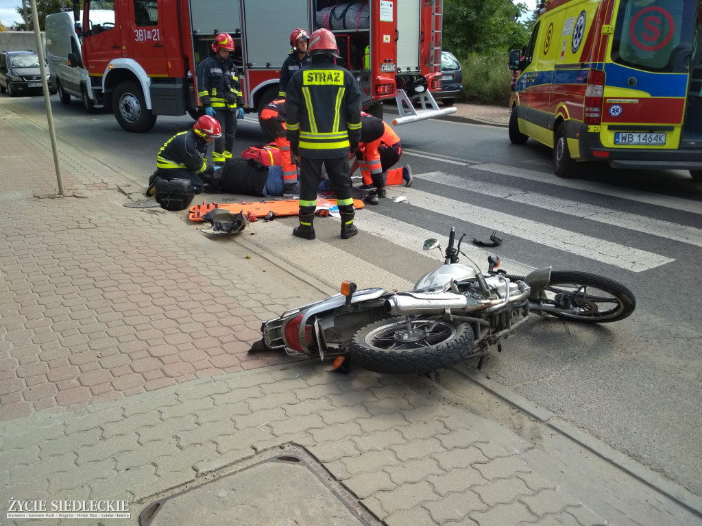 Motocyklista ranny na Starowiejskiej
