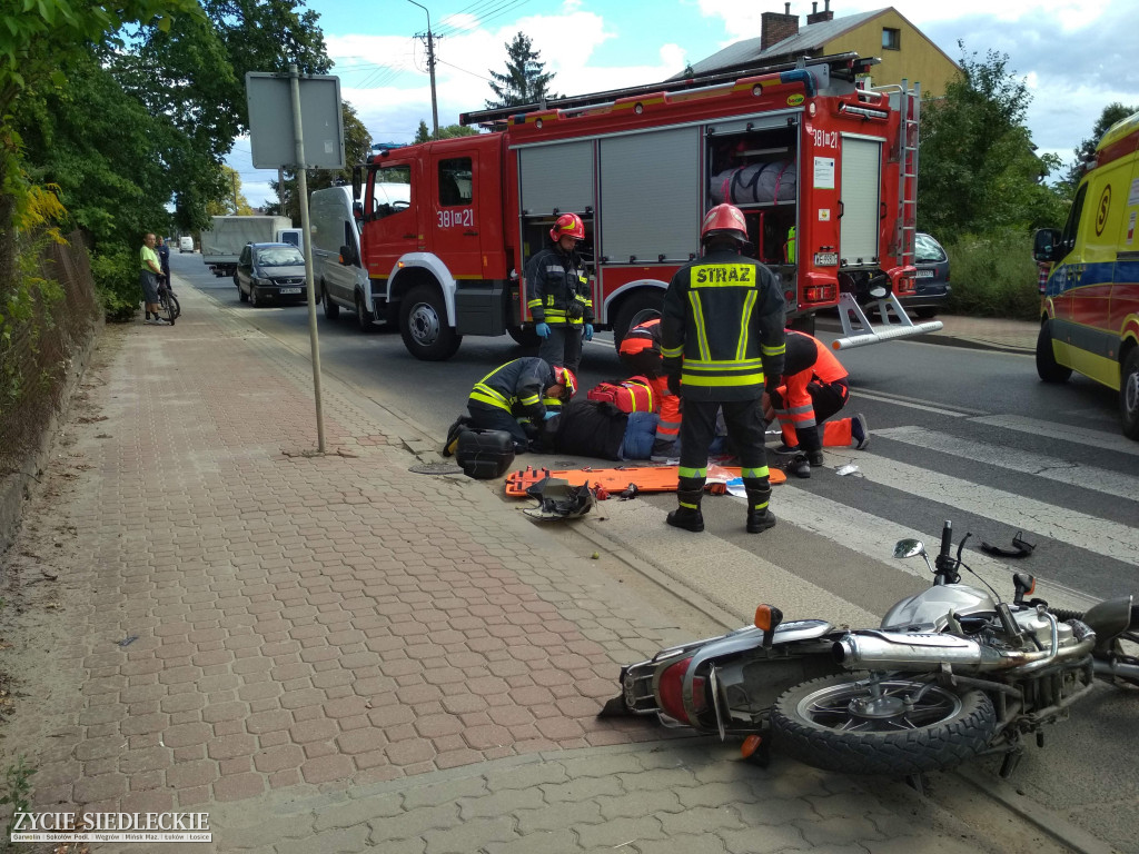 Motocyklista ranny na Starowiejskiej