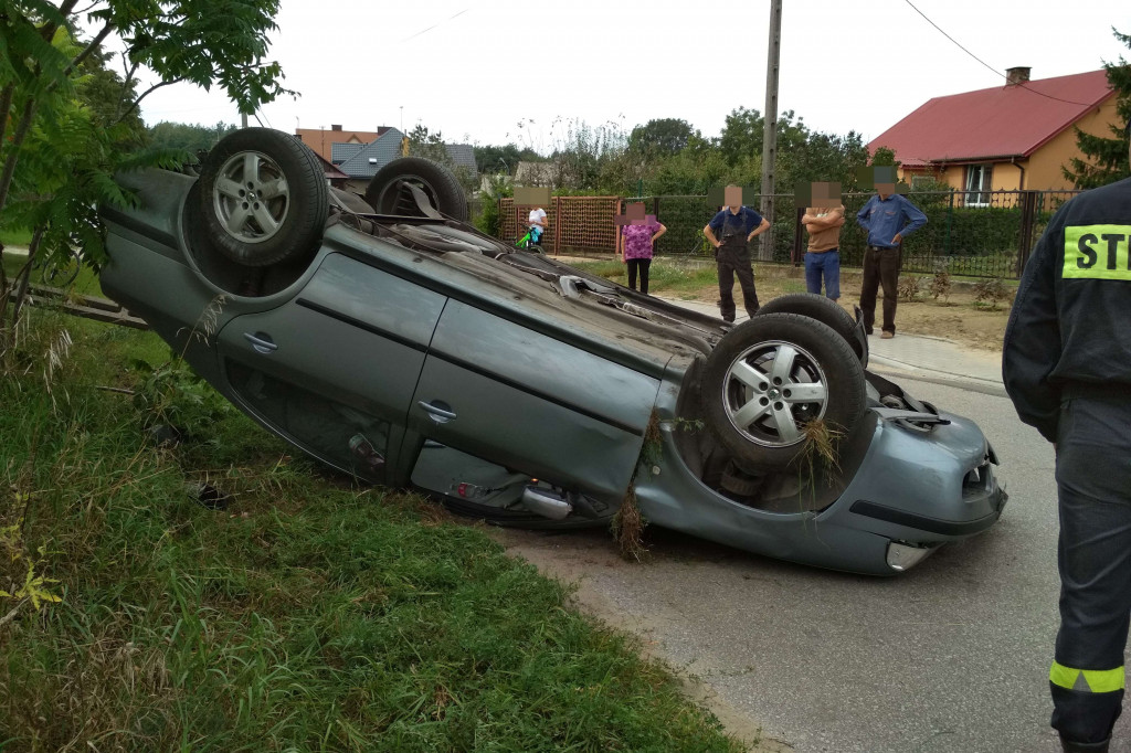Skosił słup i dachował