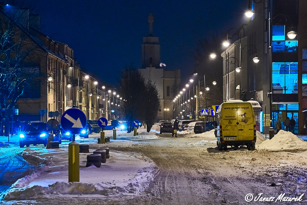 Zimowe Siedlce nocą
