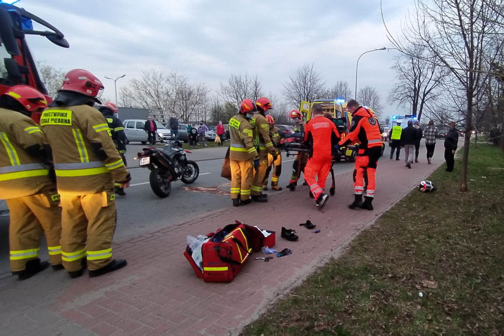 Wypadek z udziałem motocyklisty