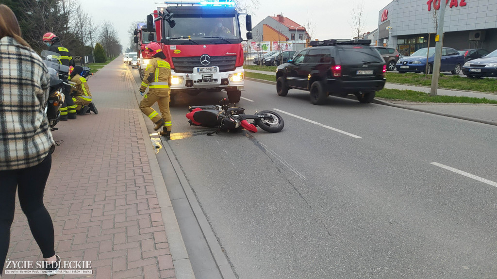 Wypadek z udziałem motocyklisty