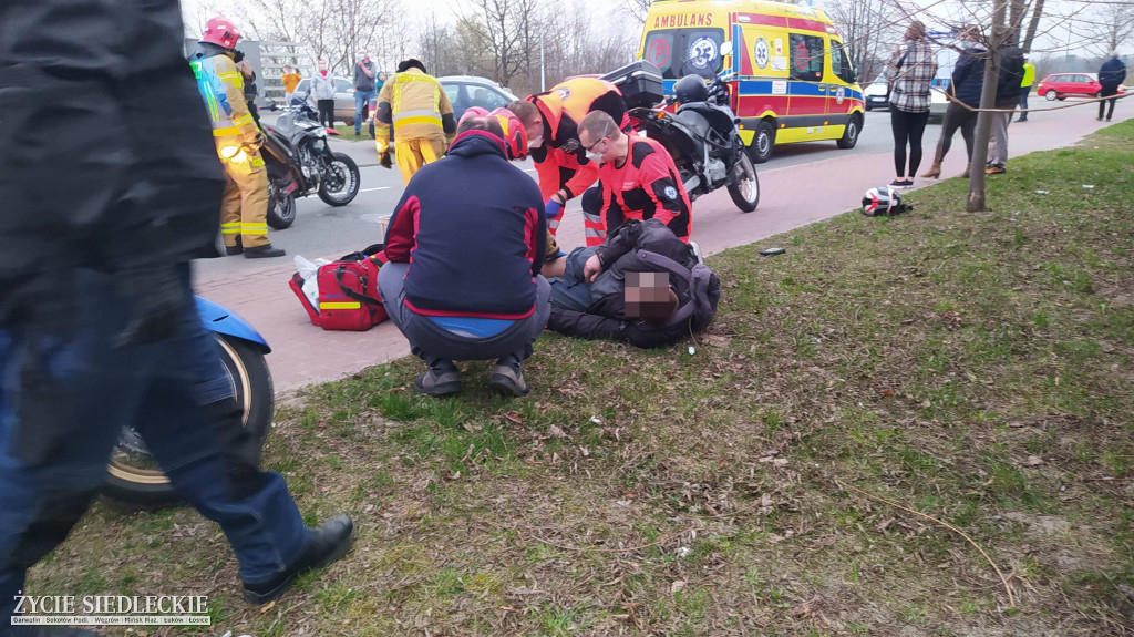 Wypadek z udziałem motocyklisty