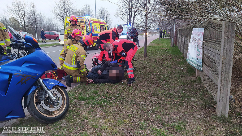 Wypadek z udziałem motocyklisty