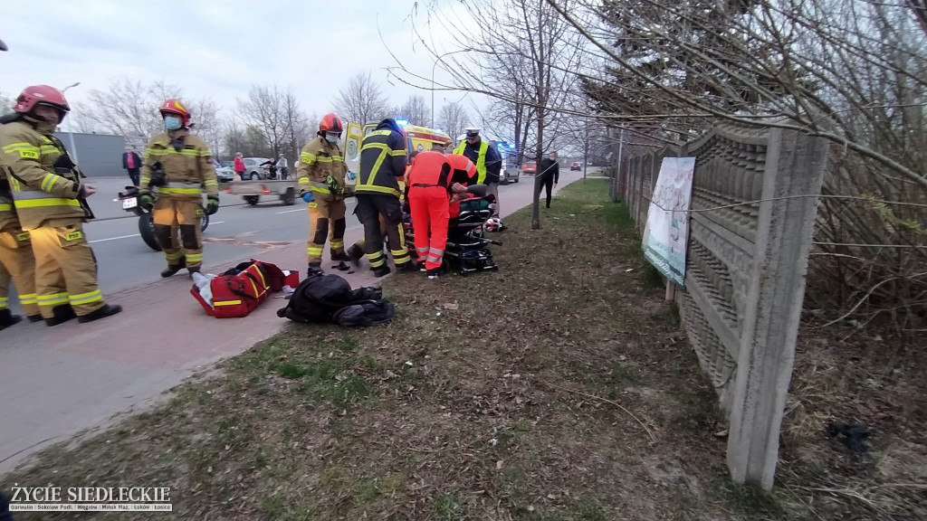 Wypadek z udziałem motocyklisty