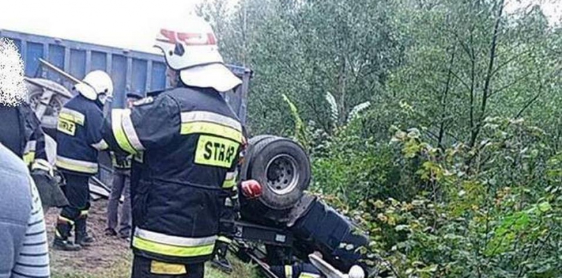 Gmina Sadowne. Przewrócił się ciągnik siodłowy