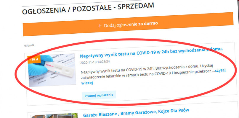 Takich ogłoszeń w całej Polsce pojawia się mnóstwo fot. screen ogłoszenia 